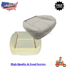 For 07-14 GMC Sierra Yukon Gray Driver Bottom Seat Foam Cushion & Leather Cover