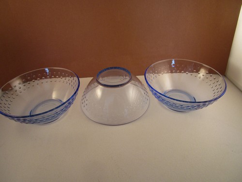 Vintage Duralex France Marine Blue Beaded Set of 3 Berry Dessert Bowls - Picture 3 of 8
