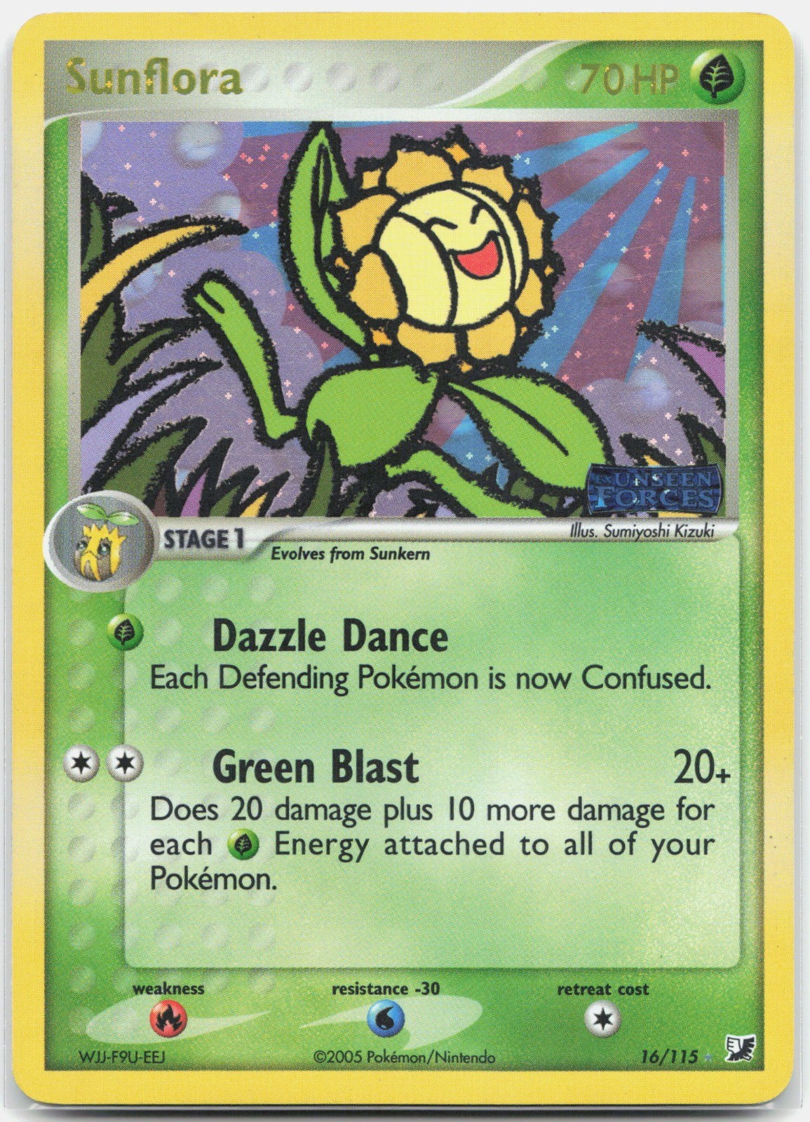 Sunflora Holo Rare EX Unseen Forces UF Grass Reverse Holo 16/115 2005 MP