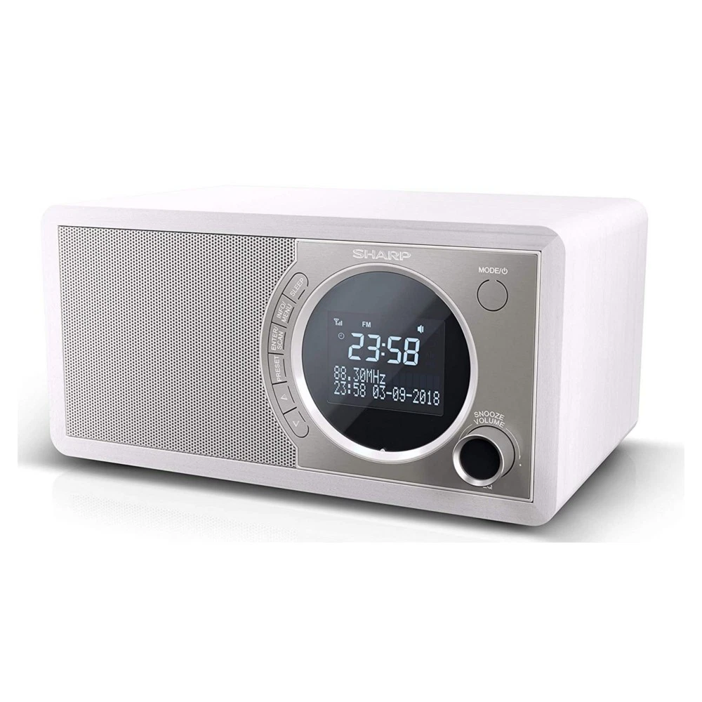 Radio lateral de cama Sharp DR-450 (WH) 6W DAB+ FM con Bluetooth y pantalla LED - blanca