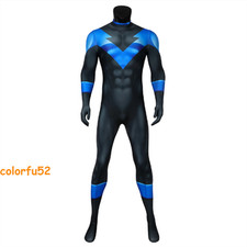 Nightwing Dick Grayson Jumpsuit Bodysuit W/Patch Set Halloween Cosplay Costume