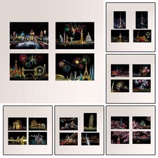 Gifts Scratch Paintings 4Pcs/set Children Scratch Paintings City Night