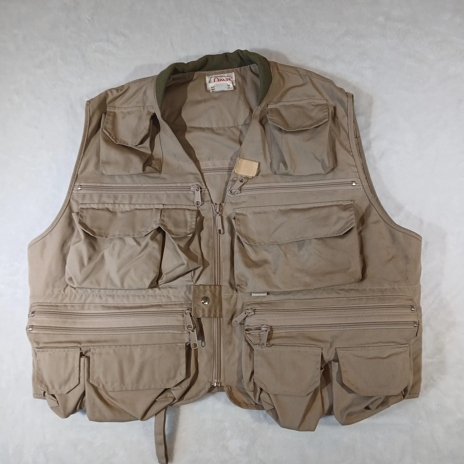 Vintage Orvis Fly Fishing Vest Mens Large Tan Multi Pocket Utility Fly Fishing