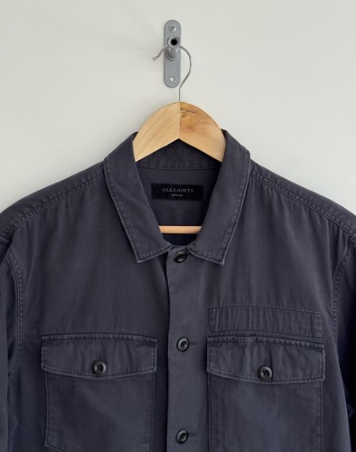 Allsaints “Spotter” Distressed Look Shirt/Overshirt /Shacket Ink Blue Medium - Picture 3 of 13