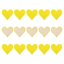 Heart Shaped Iron on Patches Light Yellow Embroidered Patches 15Pcs 2.8"x2.7"