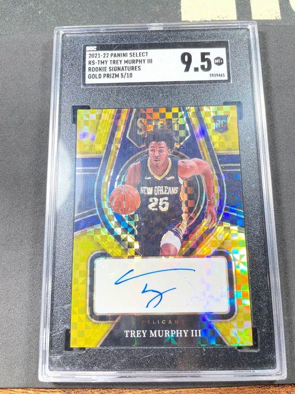 2021-22 Panini Select Trey Murphy III Rookie Gold Prizm Auto #/10 SGC 9.5