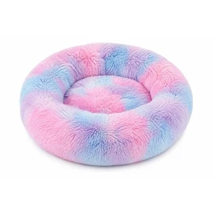 Tie Dye Plush Donut Pet Bed Pastel Multi 20" 50cm Calming Cat Dog Bed New