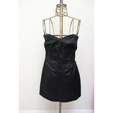 Reformation Black Pacie Corset Satin Strapless Dress Size 10