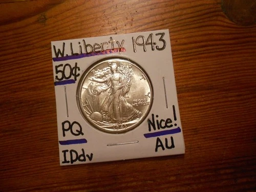 1943 Walking Liberty Silver Half Dollar AU+ BLAZER!!!! PQ!!!! COOOOOOOOOL!!!!!!
