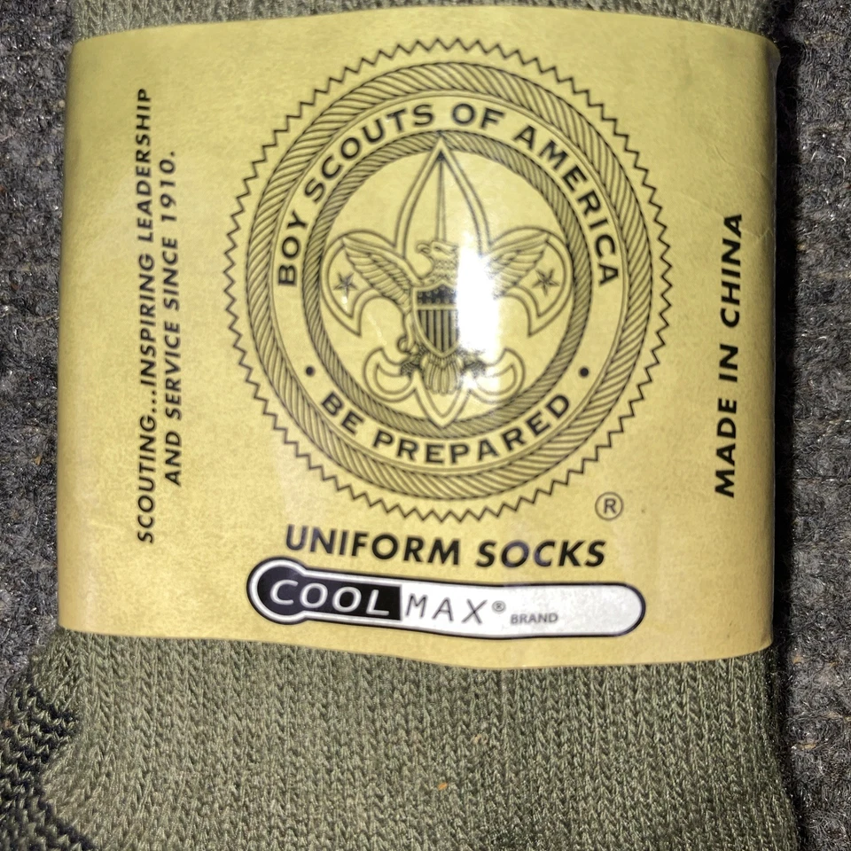Boy Scout Official Uniform Cool Max Size Small Army Green Crew Socks NEW - Image 2 of 4