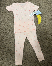 Carter's 2-Piece Pajama Set 12M Cotton Knit Short Sleeve Pink Cherry Print