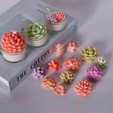 12PCS Succulent Flower Candle Molds Epoxy Resin Wax Mold Silicone Candle Moul...