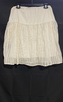 Unlabel Girls' Milk Stripes Sky Skirt White Cotton Silk Striped NWT Sz 12