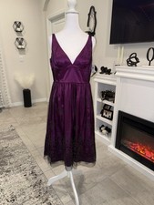 NWT Adrianna Papell Boutique Shimmery Purple Satin Dress Size 8