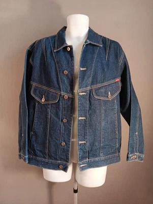 Vintage 80s Jean Jacket Bonjour Jeans Blue Denim Unisex Small S Retro 1980s Vtg - Image 1 of 4