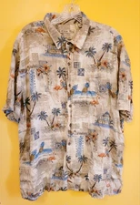 Batck Bay Tropical Theme Hawaiian Aloha Shirt XXL Easy Care Rayon Free Shipping