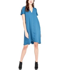 Rachel Roy Womens V-Neck Shift Dress, Blue, X-Small