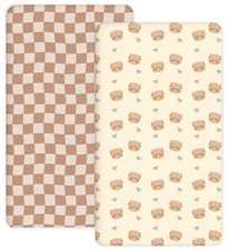 Crib Sheets for Boys and Girls, 2 Pack Fitted Baby Sheets for Standard Toddle...