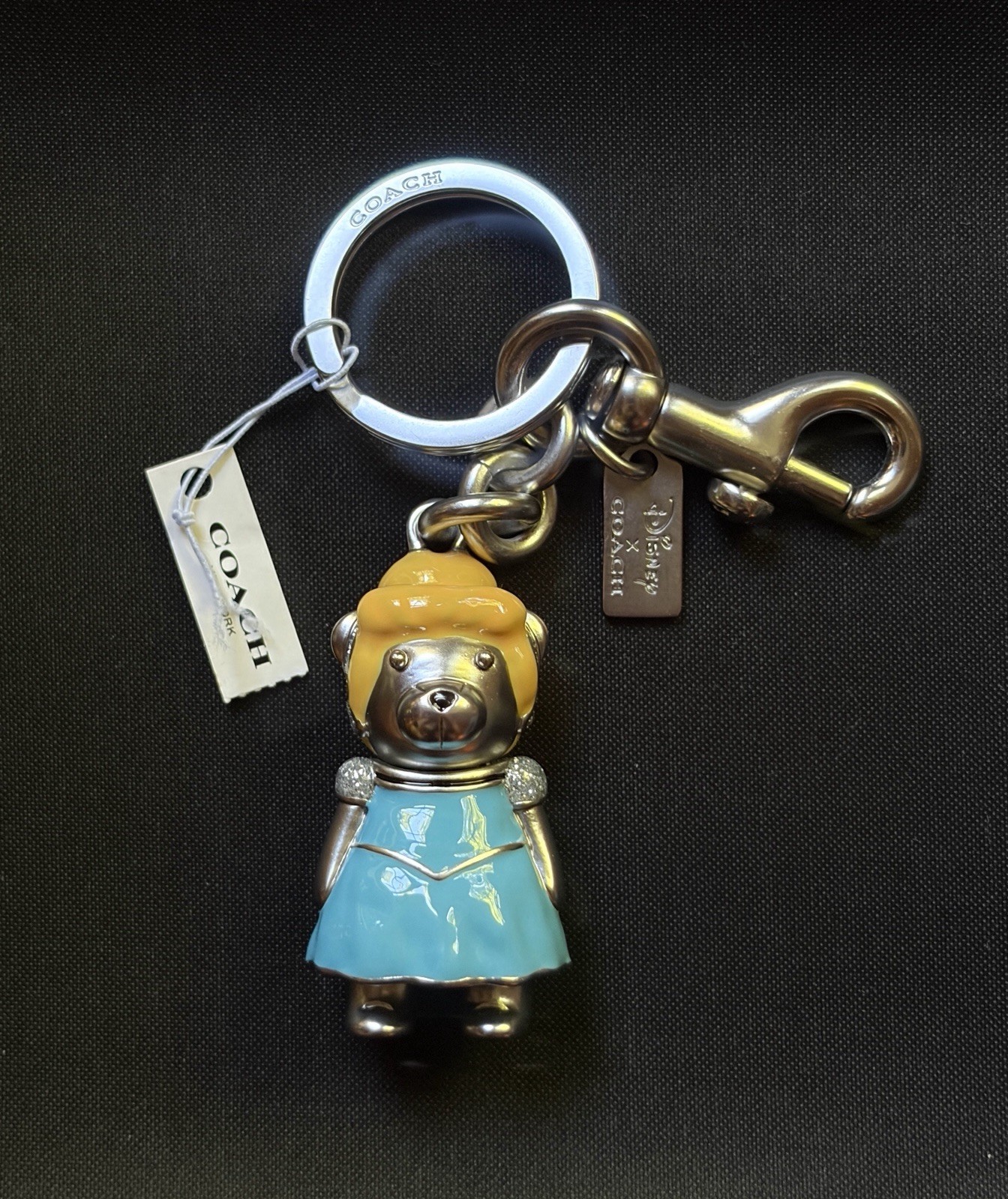 Princess Reyring COACH X Disney Cinderella Princess Bear Metal Enamel Keychain Bag Charm ...