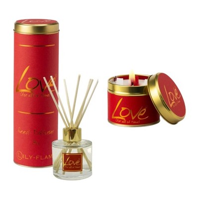 Lily Flame 'LOVE' Duftkerze und Schilf Diffusor Set