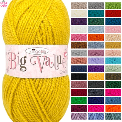 King Cole großer Wert klobige Acrylwolle 100g Strickgarn - alle Farben