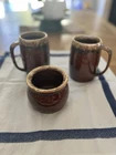 AWESOME! 2 Hull Pottery Brown Drip Glaze  SteinMugsVintage and sugar bowl