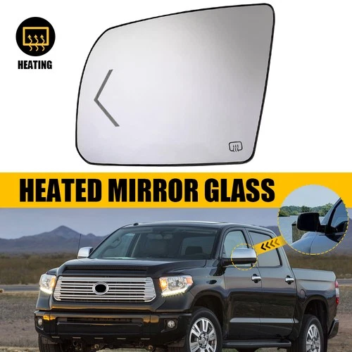 Left Driver Mirror Glass W/ Side Heated Signal Fits Turn Toyota Tundra 2007-2020