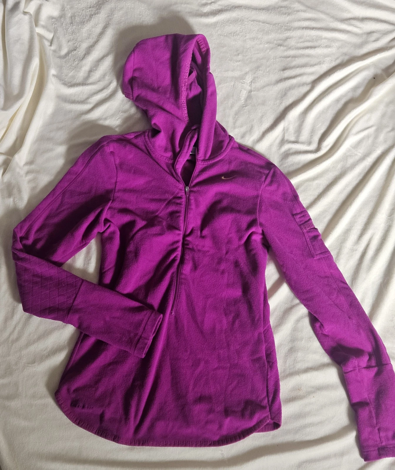 Nike Women's Therma Fit Pink Fleece Hoodie Small Partial Zip Hoodie