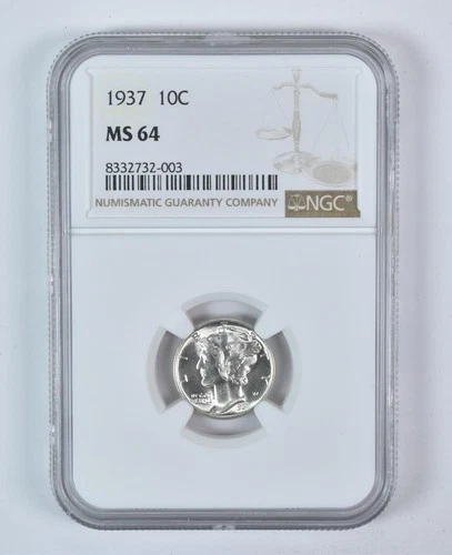 1937 Mercury Dime MS64 NGC Brown Label *8556