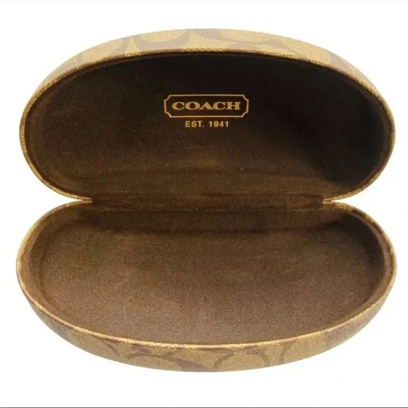 Estojo de óculos de sol COACH couro marrom assinatura C monograma grande capa dura - Imagem 3 de 3