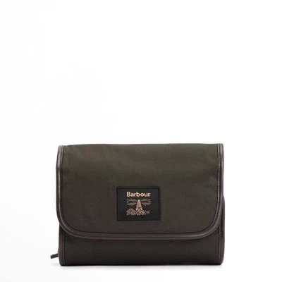 Barbour Waxed Hanging Washbag Olive/Beacon