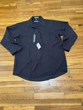 Geoffrey Beene Mens Dress Shirt Size 16 32/33 Black Microfiber Long Sleeve NWT