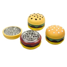 2.8" 4-Piece Hamburger Shape w/ Sesame Top Tobacco Herb Spice Grinder Crusher