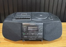 Sony CFD-S33 Boombox CD Tape Player Radio With Power Cord Tested Works No Remote