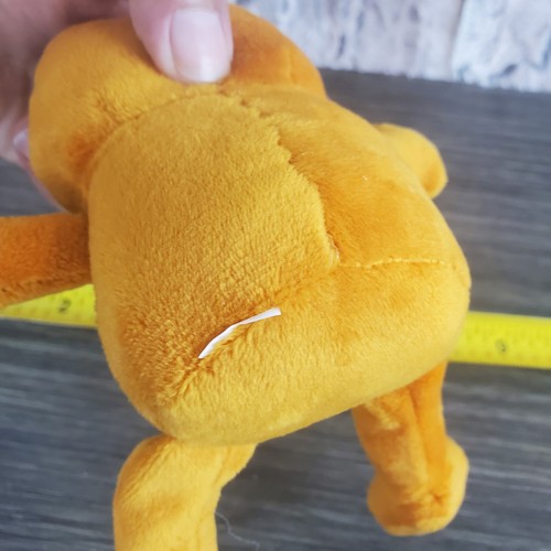 Orange Stuffed Frog Plush 7" Mini Animal Toy Floppy Legs Wavy Stitched Mouth - Picture 4 of 5
