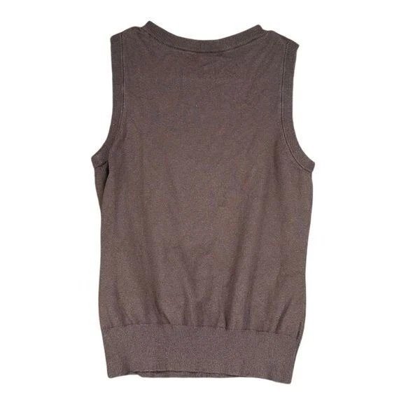 Banana Republic Mujer’s S Pequeño Marrón Tanque Mezcla Seda Algodón Y2K Antiguo Dinero Trabajo Foto 2 de 4