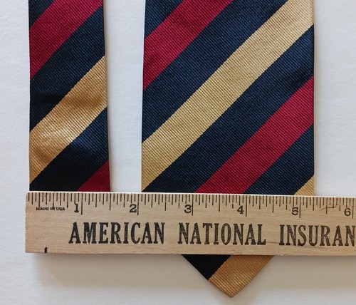 Ben Silver Men's Tie Navy Gold Red Striped Rep All Silk Hand Made London Vtg - Picture 8 of 9