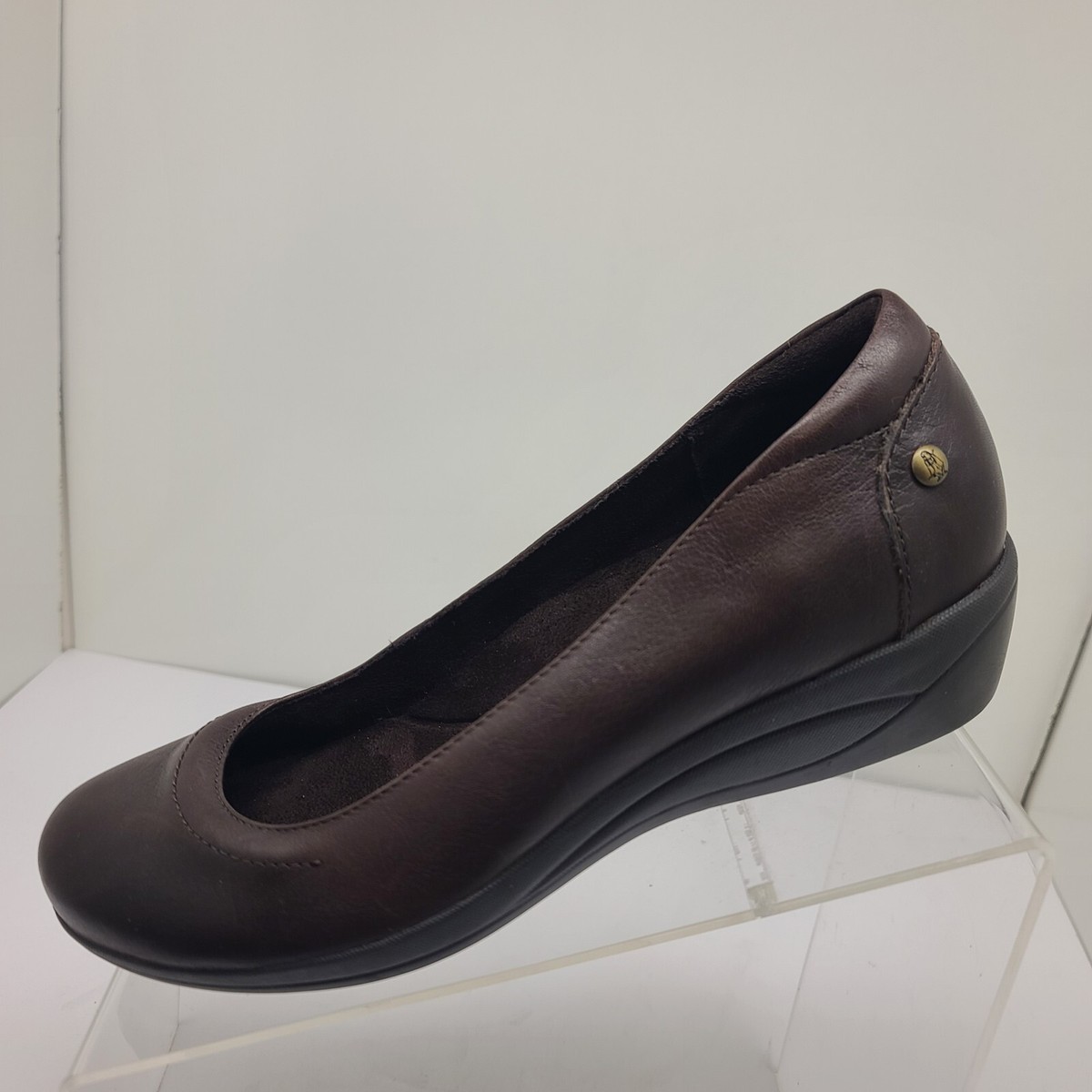Hush Puppies Comfort Shoes Slip On Wedge Brown Leather  display picture 1