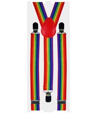Pride Rainbow Braces - Stripe LGBT Circus Clown Geek Suspenders Festival Costume