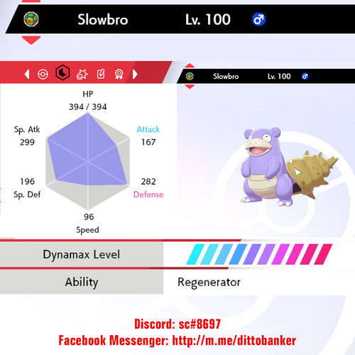 Pokemon Sword/Shield 6IV ULTRA SHINY Kanto Slowbro / Regenerato Leftovers / Bold