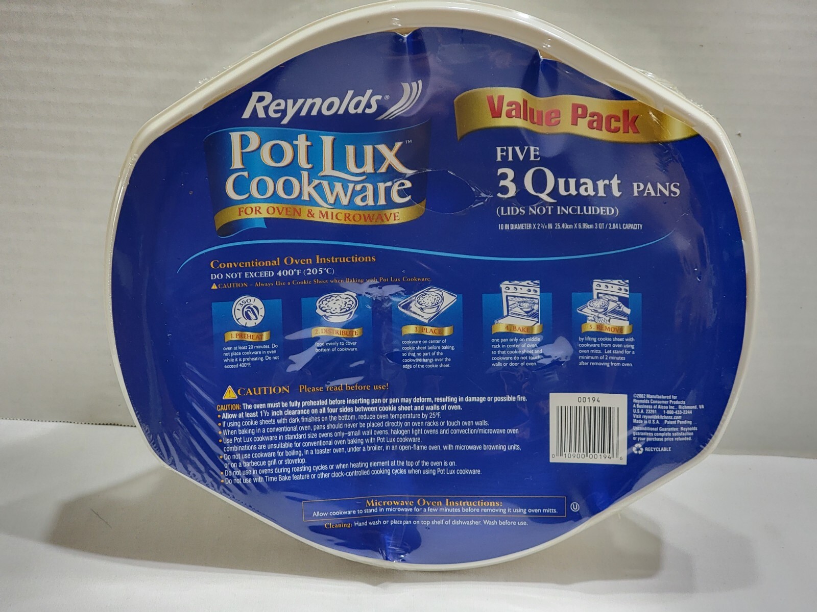 LOT OF 5 REYNOLDS POT LUX OVEN READY COOKWARE REUSABLE 3 QT PANS VINTAGE NO LIDS eBay