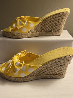 Montego Bay Club Yellow Polka Dot Women's Slide Jute Wedge Espadrille  Sandals 8 | eBay