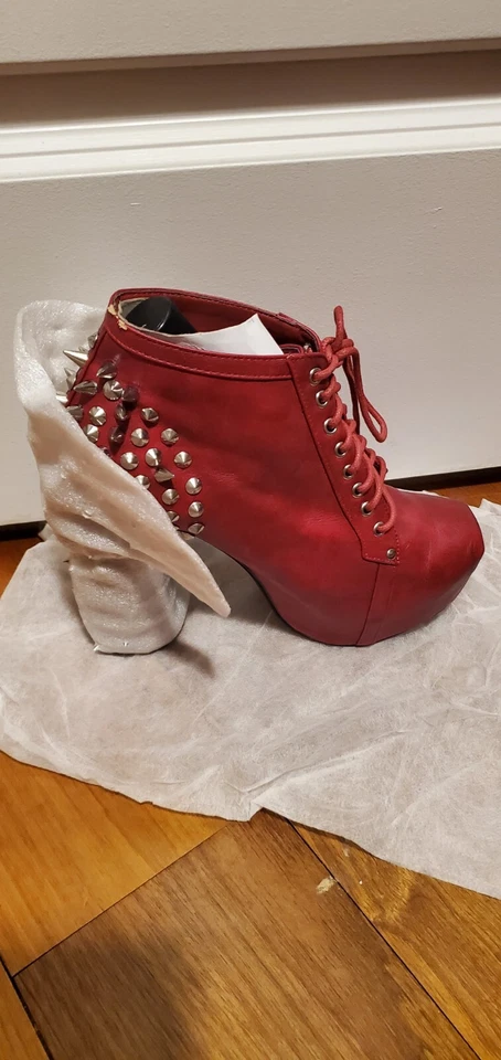Vintage -franceska burgundy Red Spikey Back Bootie US 9 - Image 4 of 4