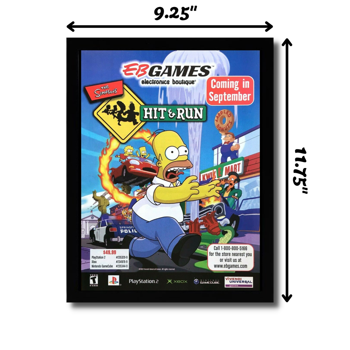 2003 The Simpsons Hit & Run Framed Print Ad/Poster PS2 Xbox