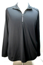 Mens Greg Norman Play Dry Golf Pullover 1/4 Zip Sz M Black Long Sleeve Shark EUC