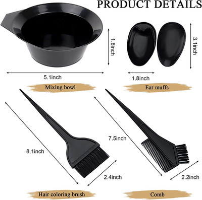 Hair Dye Color Brush and Bowl Set, Tint Comb for Hair Tint Dying Coloring 