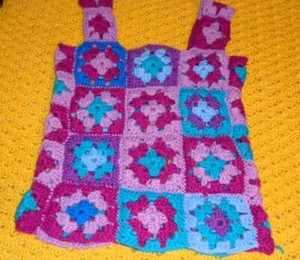 VTG Handmade Granny Square ladies' Sleeveless top made in the 80's