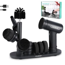 HAUSHOF Electric Spin Scrubber Cordless Cleaning Brush 8 Cleaning Heads 3 Speeds