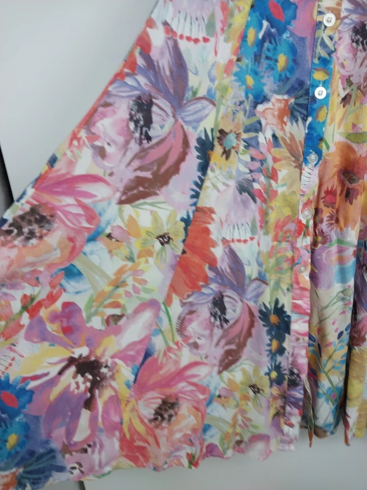 Falda Maxi H&M para Mujeres 2 Multicolor Floral Botón Frontal Plisado A-Line Sin Forro Foto 4 de 4