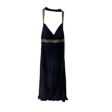 Marina Lord Taylor Navy Blue Mother of The Bride Dress Size 10P Petite Halter